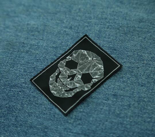Skull On Black Textile Woven Label