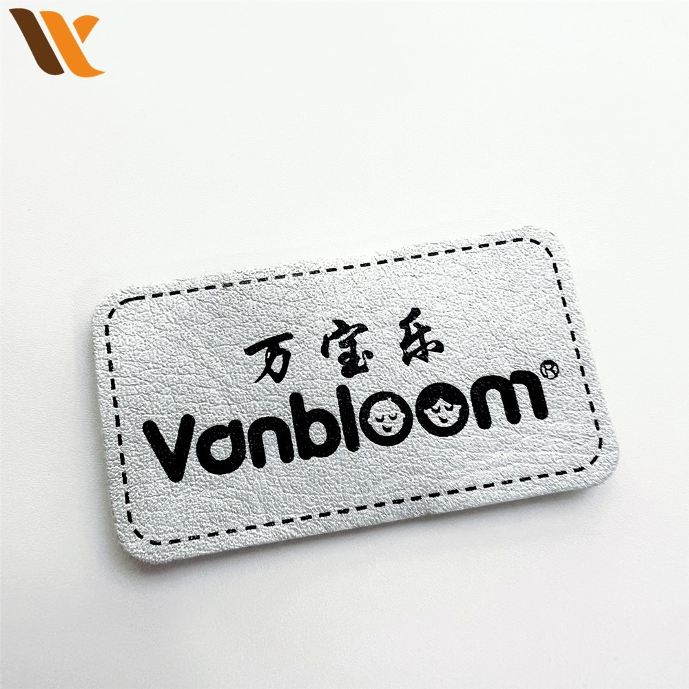 Custom Printed Silver Fake Leather Labels 3