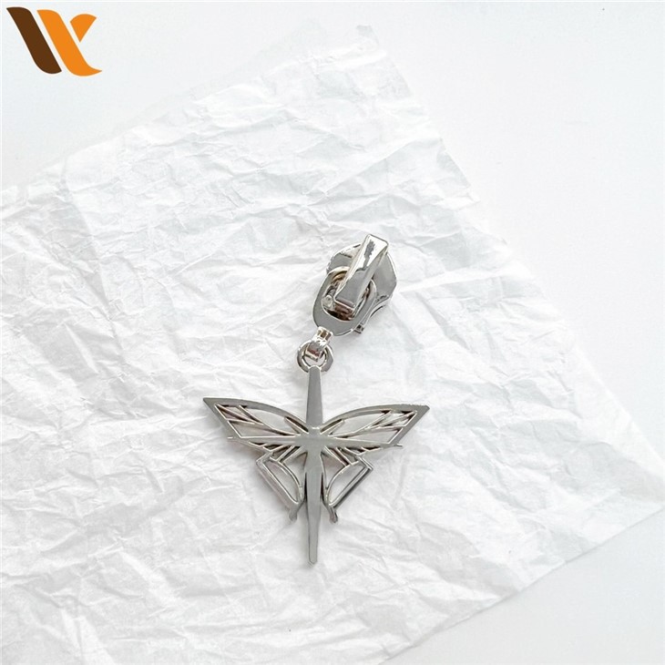 Custom Butterfly Shaped Silver Zipper Puller 2