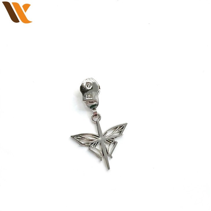 Custom Butterfly Shaped Silver Zipper Puller