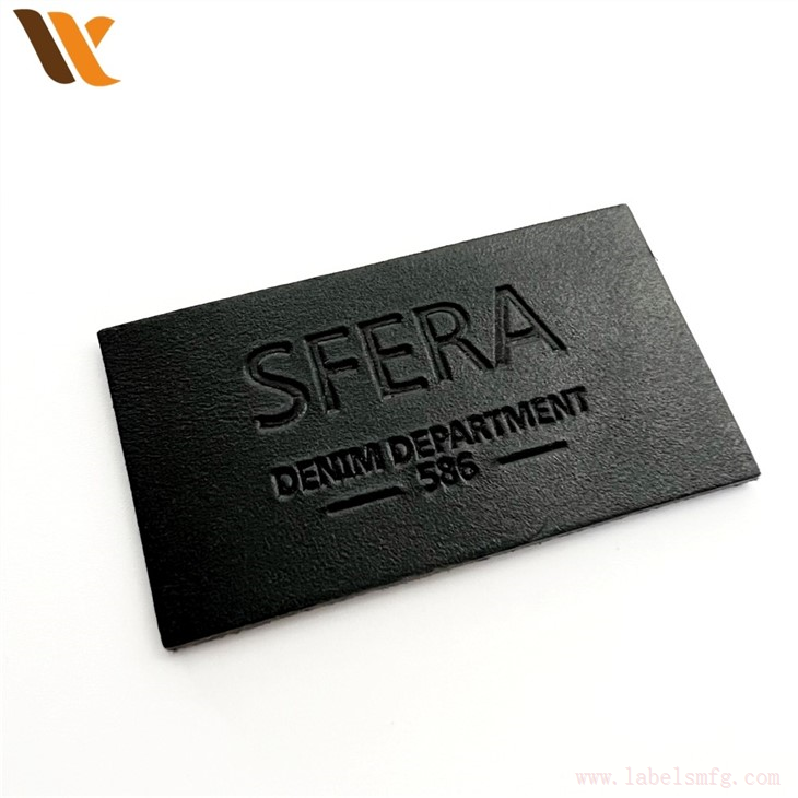Custom Engrave Logo Black Leather Patch