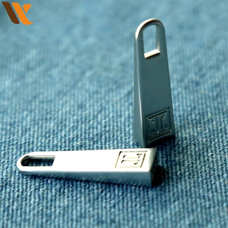 Engraved Logo Matte Silver Zipper Puller